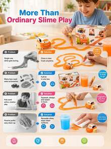 2-In-1 DIY Crystal Slime Toy Set Auto Track-Following Mini Car Kids 2-In-1 Slime Play Set Slime Track Car Toy Christmas Kids Toys Fidget Toys For Kids - Multicolor - View 8