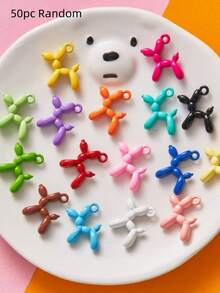 10-50pcs Mixed Color Balloon Dog Resin Beads, Cute Glossy 3D Dog-Shaped Spacer Beads For Handmade Crafts, Nail Art, Hair Accessories Decoration - Multicolor - View 10