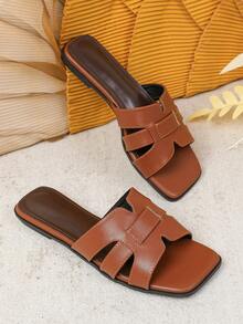 Women's Flat Sandals Spring Summer New Versatile Soft Sole Beach Slippers Fashion Roman Sandals - Brown - View 3