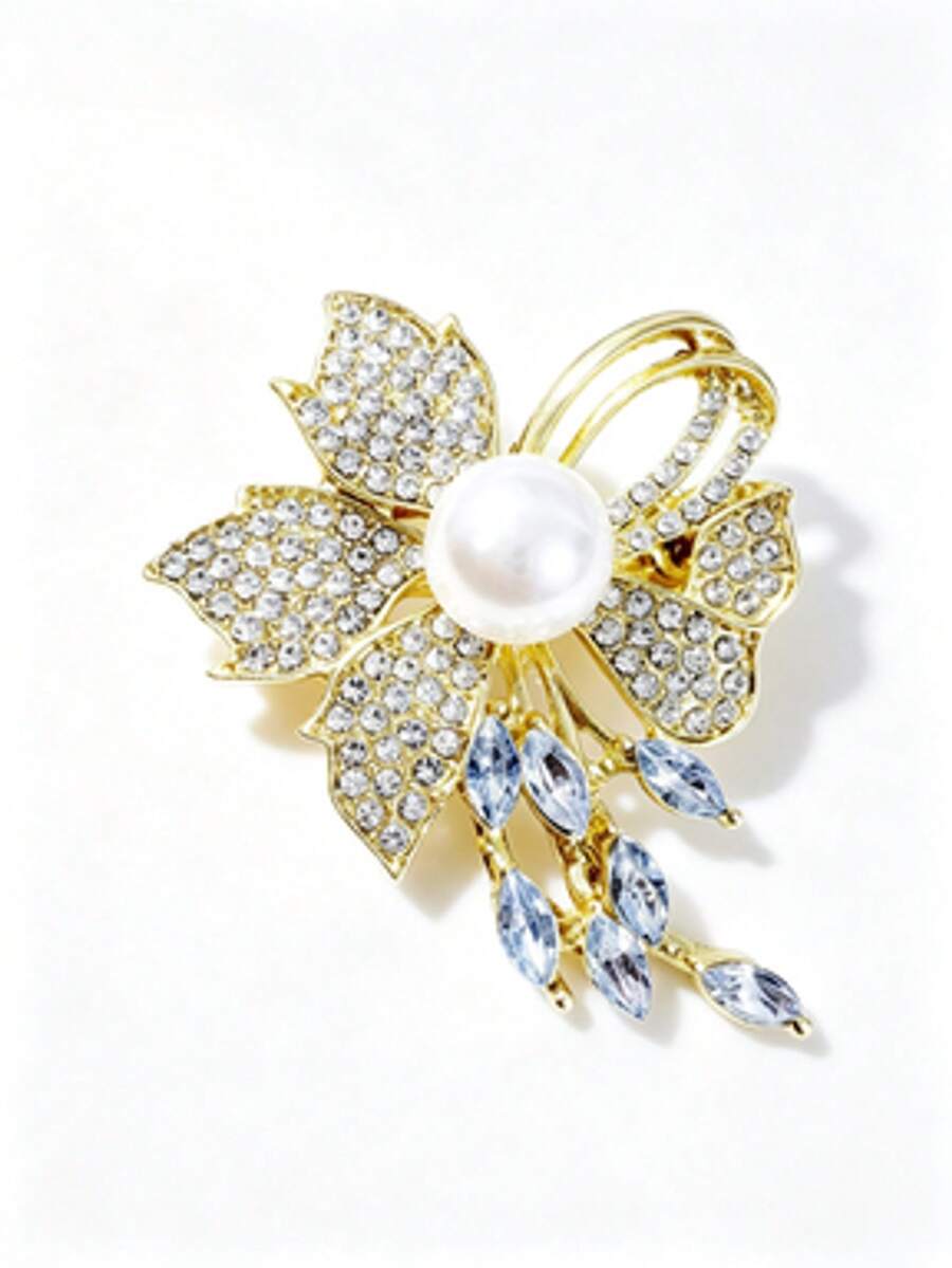 1pc Exquisite Floral Pearl Decorated Brooch, Elegant Luxury Fashion Women's Lapel Pin, Suitable For Wedding, Banquet, Daily Wear, Party Fashion Decorative Accessory - Multicolor - View 1