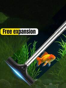 Fish Tank Cleaning Brush With Extended Handle, Soft Brush Head For Algae Removal, Lightweight And Durable Aquarium Glass Cleaner, Aquarium Accessories, Fish Tank Decorations, Artificial Plants, Aquarium Landscape Decorations - Straight Head - View 3