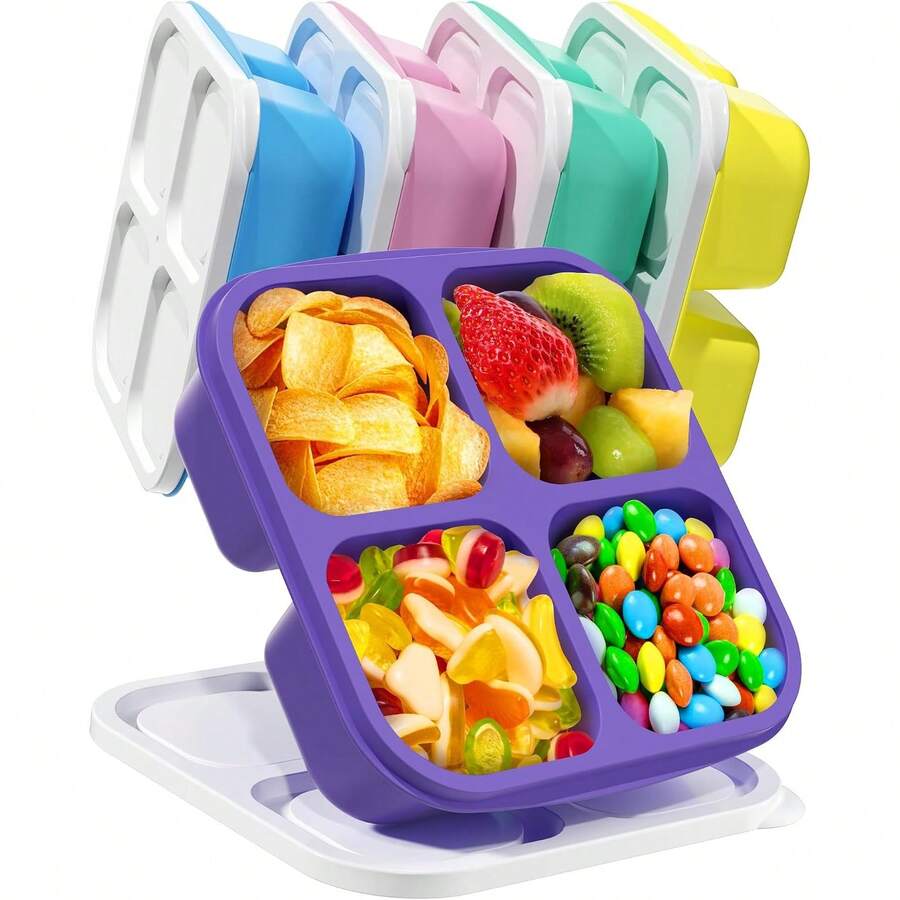 Portable Food Container With Cartoon Embossed Design, Sealed Storage Container For Home Casual Meals, Suitable For Banquets, Weddings And Daily Family Use, Oven And Microwave - Multicolor - View 1