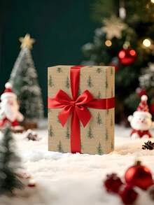 1 Roll Of Christmas Gift Wrapping Paper, Kraft Paper With Christmas Tree Pattern Design., 1 Roll Size: 43 Cm X 300 Cm,Perfect For Christmas Gift Wrapping,Decorating For Christmas Parties,Home Festive Decoration,DIY Craft,Festive Favour Wrapping - A - View 4