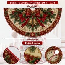 1pc Vintage Clock Bell Pattern Christmas Tree Skirt, Elegant Color Holiday Decor, 5 Sizes, Unisex Holiday Gift, Suitable For Home And Party Christmas Home Decoration - Vintage Alarm Clock - View 10