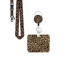 1 Set Retractable ID Badge Holder With Detachable Lanyard, Heavy Duty Badge Reel, Removable Keychain, Cruise Card Holder, Horizontal Card Protector Suitable For Nurses, Doctors, Teachers, Women, Men, Office Supplies (Light Brown Leopard Print) - Business Model - View 11