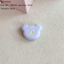 Solid Color Dripping Oil Smiling Face Acrylic Bear Head Pendant DIY Handmade Keychain Bag Hanging Accessories Gift Matching - Multicolor - View 11