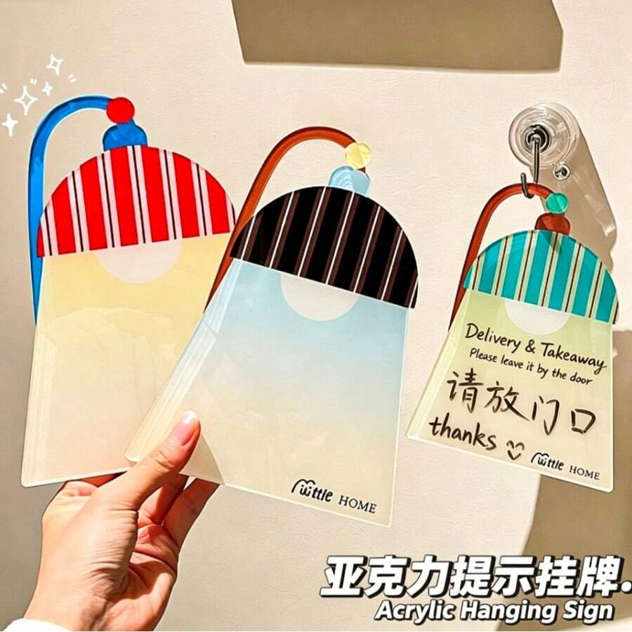 1pc Acrylic Door Sign, Erasable Entry Message Hanging Board, Vintage Striped Hat Design, Doorway Delivery Information Whiteboard, Suitable For Home Decor, Kitchen Message Board, Desktop Message Board - A - View 1
