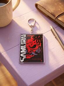 1Pc/6Pcs Cyberpunk Sci-Fi Themed Acrylic Keychains, Including Night City License Plate, Lucy, Samurai Logo, Militech Asset Tag And Radiation Symbol Designs, Fashionable Bag Charms, Suitable For Back To School, Gift For Anime Fans - Multicolor - View 10