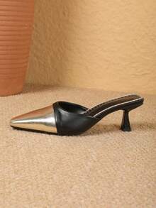 Sexy Fashion Square Toe Wine Glass Heel Mule Women's Light Gold High Heels - Gold - View 7