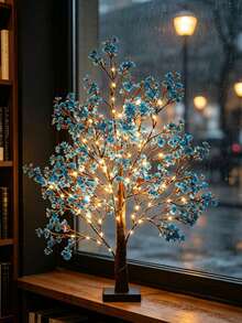 90 LED Cherry Blossom Tree Decorative Light, Lilac Tree Light, Christmas Holiday Atmosphere Light, Ornament, Artificial Tree Light, Blue Flower Light - Blue - View 1