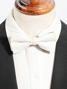 1Pc Men Off White Textured Matte Classic Formal Pre-Tied Bow Tie For Wedding Party Business Tuxedo - Multicolor - View 2