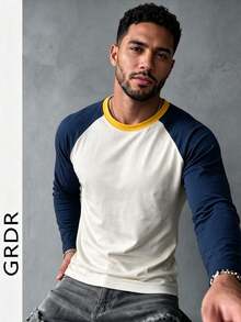 GRDR Men's Casual Crew Neck Long Sleeve T-Shirt | Daily Wear | Casual Commute - Apricot - View 3