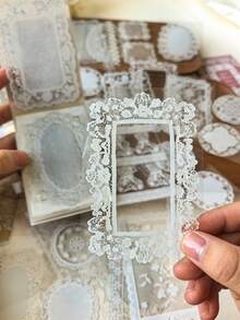 1 Book 30 Sheets Vintage White Lace Trim Decorative PET Stickers For Planner - DT1846 - View 1
