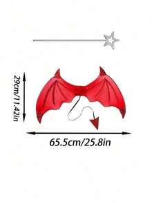 2pcs/Set (Wings + Wand) Halloween Christmas Performance Props Angel Devil Skeleton Bat Little Devil Wings - Multicolor - View 10
