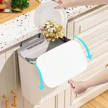 1pc White Hanging Kitchen Trash Can, Cabinet Door Trash Can, Space-Saving Wall-Mounted Trash Can, Suitable For Kitchen And Bathroom, Kitchen Trash Can, Kitchen Accessories, Bedroom Trash Can, Bathroom Trash Can, Trash Can, Storage Box - Multicolor - View 7