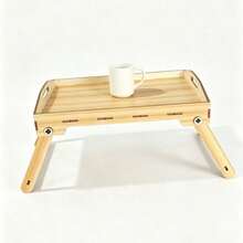 1pc Wooden Bed Tray Table With Legs, Can Be Used As Laptop Tray, Breakfast Tray, Suitable For Sofa, Bed, Dining Table, Christmas Gift - Apricot - View 4
