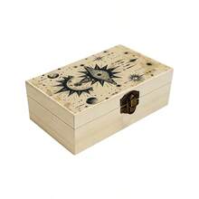 1pc Handmade Wooden Storage Box With Mystical Eye And Celestial Pattern, Gift Storage Box, Small Accessory Organizer, Desktop Organizer Keepsake Box, Spiritual Altar Decor, Jewelry Collection Box, Bohemian And Gothic Home Decor - Multicolor - View 6