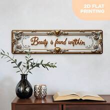 2D Flat Decorative Sign And Plaque, Vintage "Beauty Is Bestowed By Money" Wall Sign, Rustic Style Metal, Suitable For Office, Store, Home, Farmhouse, Porch, Durable, Perfect Gift For Friends (Random Style) - A - View 5