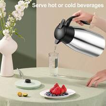 Insulated Stainless Steel Carafe With 2-Liter Capacity, Stylish Beverage Dispenser For Meetings And Home Entertaining - Silver - View 3