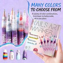 12 Colors Nail Art Pen Set, Nail Art Marker Nail Polish Pen, DIY Nail Art Drawing Painting Outlining Pen, Nail Art Decoration Nail Art Tools - Multicolor - View 10