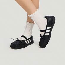 Adidas(ADIDAS)LB3787 蝴蝶結方頭平底鞋 - 黑色 - 查看 3