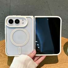 Miniso 磁吸無線充電手機殼，相容 iPhone Duo，新款 iPhone 18 折疊式，壓克力 PC 硬背殼 + TPU 軟邊，高透明 HD 保護殼，極簡高端商務風，男女通用 - 白色 - 查看 6