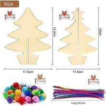 35PCS Christmas Tree Set, Wooden 3D Christmas Tree DIY Craft Kit, Natural Wood Blank Pieces, Holiday Hand-Painted Coloring Material Pack, Creative Decoration, Homemade Desktop Holiday Ornament, Christmas Decoration, Home Decor, Christmas Party DIY Handmade - Multicolor - View 4