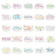 50pcs Inspirational Quotes Stickers Pack, Waterproof Vinyl Colorful Cloud Text Stickers, Inspirational Phrases Handwritten Style Stickers, Suitable For Planner, Diary, Notebook, Laptop, Water Bottle DIY Decoration, Encouragement Gift For Students - Irregular Shape - View 4