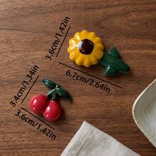 1pc Cute Realistic Sunflower & Cherry Ceramic Chopstick Holder, Mini Chopstick Rest, Home Hotel Restaurant Table Decor Accessory - View 8