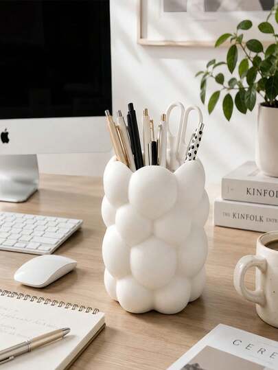 White Cloud-Shaped Makeup Brush Holder Desktop Storage Box, Aesthetic Vanity Organizer, Makeup Brush Holder Cup, Pen Holder, Modern Home Decor, Room Decoration
