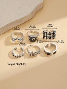 European & American Hip-Hop Niche Five-Pointed Star & Cross Ring Set, Men's Fashion Personalized Exaggerated Style Index Finger Ring - Men's Ring - View 4