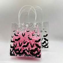 Halloween Black Bat Pattern Reusable Gift Bag With Handle, Includes Raffia, Suitable For Trick Or Treat, Birthday Party Gift Bag, Halloween Party Decoration - Multicolor - View 4
