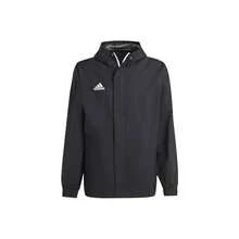 Chaqueta con capucha de entrenamiento Adidas Entrada 22 para hombre, unicolor con logo, resistente a climas variables, negro - Negro - Ver 1