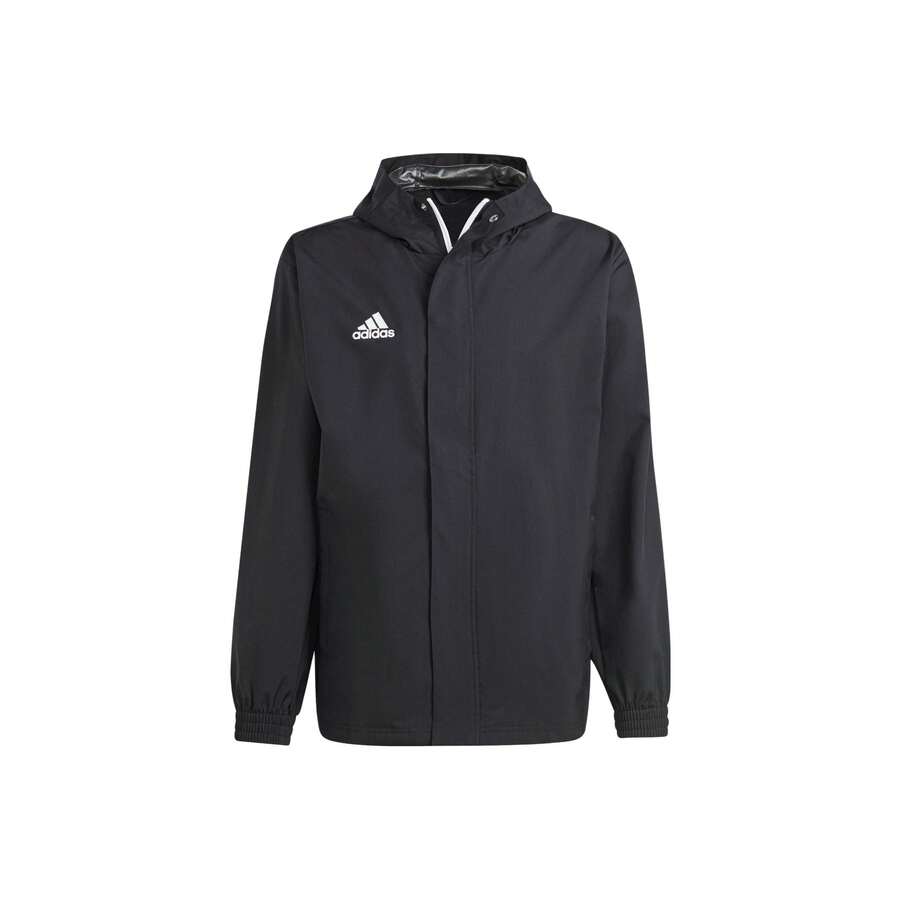 Chaqueta con capucha de entrenamiento Adidas Entrada 22 para hombre, unicolor con logo, resistente a climas variables, negro - Negro - Ver 1