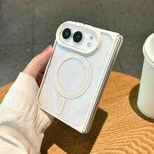 Miniso 磁吸無線充電手機殼，相容 iPhone Duo，新款 iPhone 18 折疊式，壓克力 PC 硬背殼 + TPU 軟邊，高透明 HD 保護殼，極簡高端商務風，男女通用 - 白色 - 查看 4