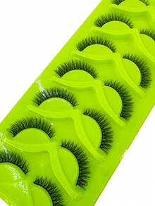 7 Pairs New Natural Short D Curl Fluffy Russian Strip Lashes, 3D Faux Mink Lashes, Dense Cat Eye Lashes, Voluminous Messy Mink Lashes, Long Seductive Eye-Enhancing Lashes, Full Lash Extension Set, Lengthening And Volumizing Outer Eye Corners, Makeup Practice Lashes, Reusable False Eyelashes For Prom And Wedding - Black - View 4