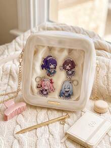 4pcs Chibi Anime Aesthetic Acrylic Keychains, Popular Music Game Irregular Pattern Pendant, Backpack & Car Key Accessory, Gift For Gamers & Anime Maid Outfit Lovers, Exquisite Collection, All Seasons - Multicolor - View 2