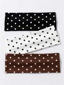3-6pcs/Set Fashion Women's Polka Dot Print Soft Non-Slip Headbands, Elastic Yoga Sports Hair Accessories, Suitable For Daily Wear And Various Occasions - Multicolor - View 1