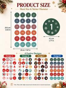 4PCS Advent Calendar Number Stickers 1‑24, 4 Designs Self‑Adhesive Labels For Christmas Gift Decor - Multicolor - View 2