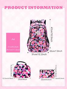 1 Set Plaid Print Backpack, Large Capacity Multi-Compartment Design, Dual Zipper Closure, Suitable For Daily Use And Travel - A - View 3