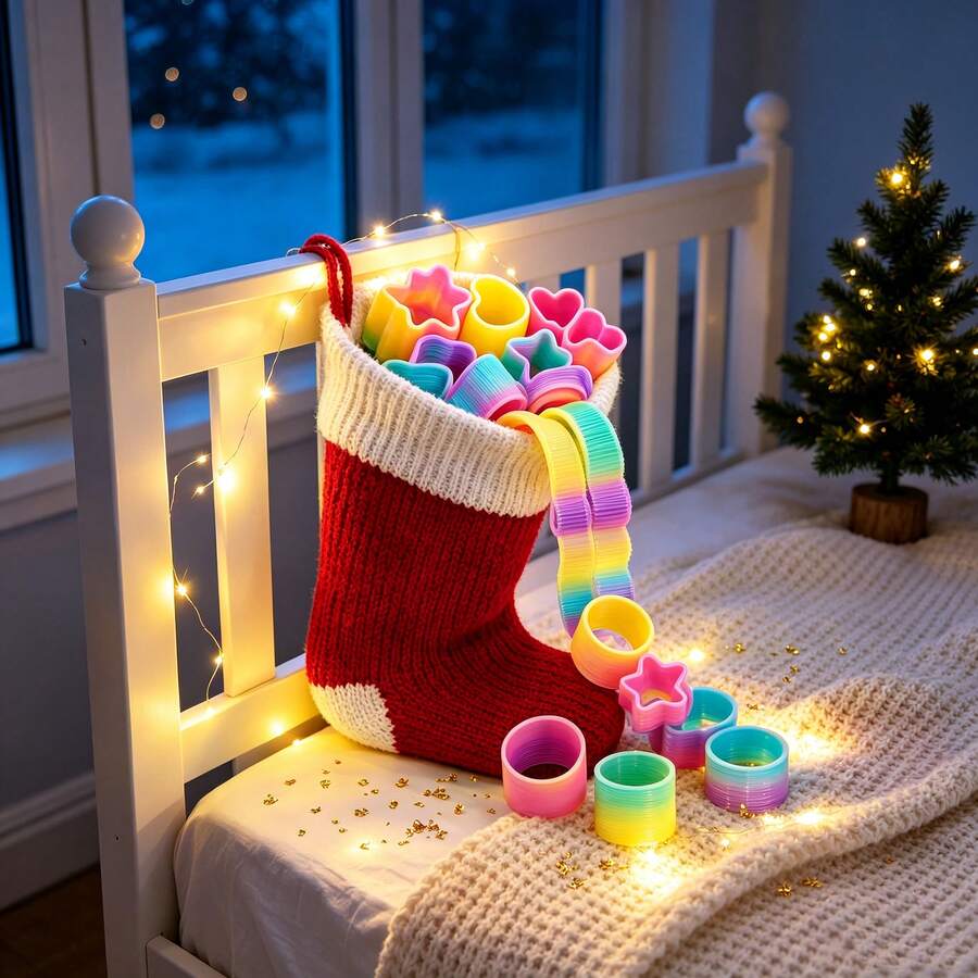 48/36/24/12/5/1pc Mini Spring Party Favors, Colorful Spring Coils, Assorted Colors, Heart And Star Shapes, Spring Rainbow Stress Relief Spring Coils, Perfect For Stocking Fillers, Suitable For Carnival Prizes, Birthday, New Year And Christmas Gifts (Random Shapes) - Multi-color - View 1
