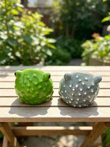 1pc Frog Shaped Resin Home Decor Planter Ornament, Bionic Frog Body With Four-Leg Support And Open Belly Structure, Black Eyes Detail With Deep And Light Two-Tone Color Options, Succulent And Green Plant Planting Container, Desktop, Balcony, Courtyard Display Soft Decoration Craft Ornament - A - View 3