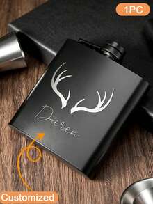 1pc Personalized Portable Flask, Christmas Portable Flask, Customized Portable Flask, Father's Gift, Father's Day Essential, Boyfriend Gift, Customized Father's Gift, Birthday Gift, Boyfriend Birthday Gift, Customized Leather Portable Flask - Multicolor - View 1