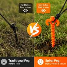 24pcs Heavy-Duty Screw-In Tent Stakes - Spiral Tip Suitable For Tents, Canopies, RV, For Power Drill Installation, Outdoor Camping Pegs For Soil, Sand, Grass, Rocky Terrain - A - View 3