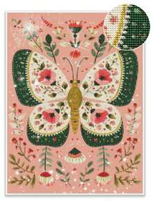 1 DIY Full Diamond Mosaic Diamond Painting, Butterfly Flower Pattern, 5D Hand-Made Diamond Painting Crafts, Suitable For Home Decoration. - A - View 1