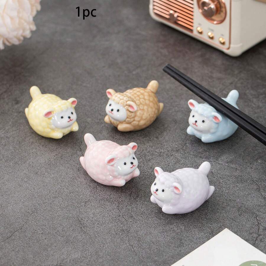 1pc Ceramic Sheep Chopstick Holder, Chopstick Rest, Pen Holder, Home Restaurant Ceramic Decorative Chopstick Rest - View 1