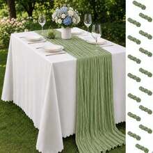 16 Pack Sage Green Cheesecloth Table Runner,Gauze Table Runner, Boho Rustic Semi Sheer Cheese Cloth Fabric Table Decor For Wedding, Party, Baby Shower, Bridal Shower, Birthday, Farmhouse Dining, Garden, Engagement And Home Decor - Sage Green - View 1
