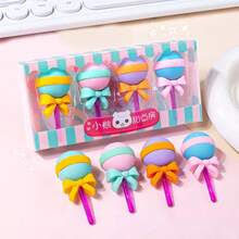 4pcs Candy Color Ice Cream Shaped Erasers, Cute Realistic Pencil Eraser Set, Creative Student Stationery, School Supplies, Back To School - Multicolor - View 8