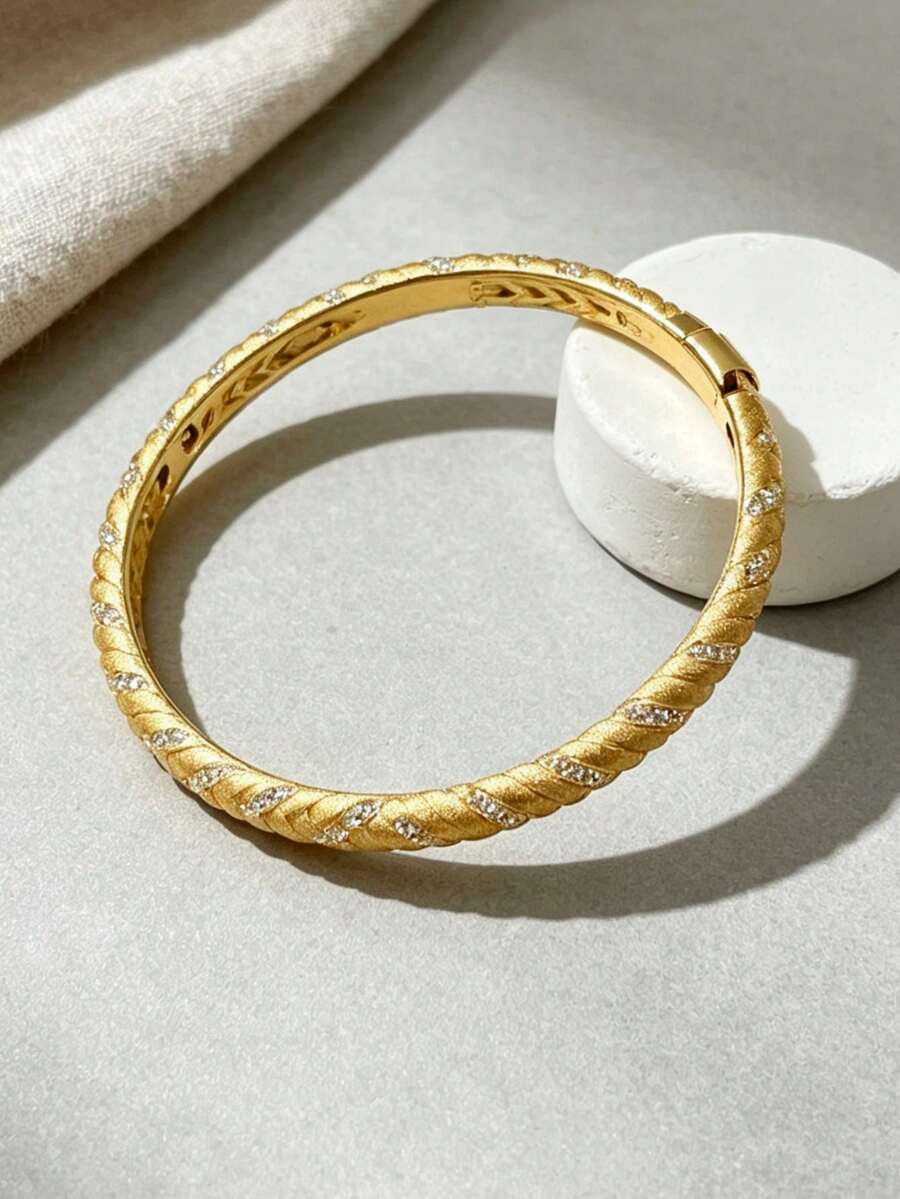 1pc Wheat Ear Braided Bracelet, Women's, Fully Encrusted With Diamonds, Layered And Beautifully Woven