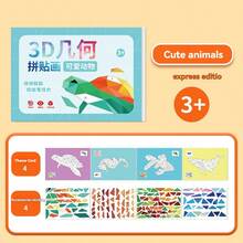 1pc Sticker Puzzle - Children's 3D Geometric Collage Sticker, Handmade DIY Intellectual Puzzle Sticker, Focus Early Education Educational Toy, Educational Activity Book, Suitable For Adults, Cultivate Creativity And Motor Skills, Includes Animals, Shapes, Colors - Birthday, Christmas, Halloween Gifts - Multicolor - View 6